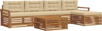 vidaXL Conjunto De Sof&aacute;s De Exterior 6 Uds. Natural Y Beige Vidaxl