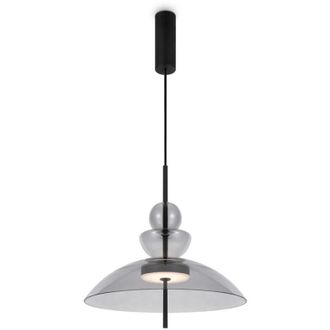 Maytoni Maytoni Bangkok L&aacute;mpara De Techo Colgante Moderna De 40 Cm Con Forma De C&uacute;pula, Color Negro, 3000 K, 1300 Lm, Pantalla Gris