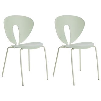 Beliani Beliani - Conjunto De 2 Sillas De Apilables Comedor Moderno Asiento De Pl&aacute;stico Sin Reposabrazos Verde Tracy