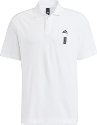adidas Mens adidas Wj Mh Polo Solid Color Chest Brand Logo Printing Short Sleeve White Polo Shirt HM2955