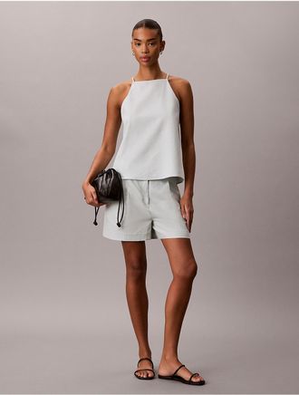 Calvin Klein Jeans Calvin Klein Womens Linen Blend Tailored Shorts - Green - 10
