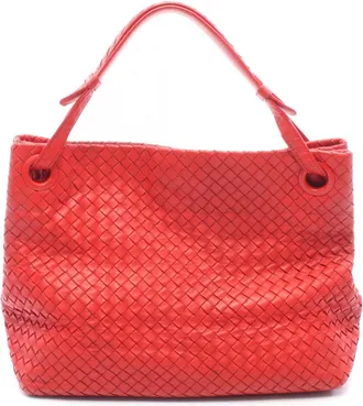 Bottega Veneta Red Color Leather Handbag Tote Bag (Pre-Owned)
