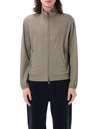 Emporio Armani Cannet&eacute;-Effect Stretch Nylon Full-Zip Blouson