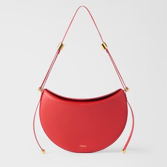 Furla Moonstone Borsa A Spalla M M1 Red Rosso Pelle Di Vitello Sidney Donna