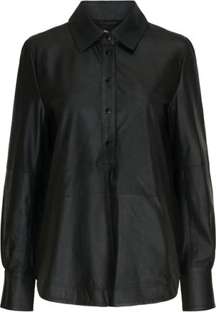 BTF-CPH Zwart leren overhemd klassieke stijl - Dames - Overhemden - Zwart - S - Leer - Overhemden