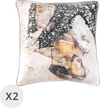 Moycor Set 2 cojines terciopelo dorado 45 x 45 cm