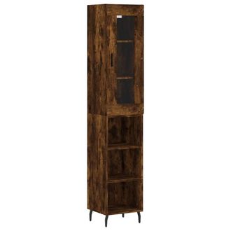 vidaXL Vidaxl - Aparador De Madera Contrachapada Roble Ahumado 34,5x34x180 Cm