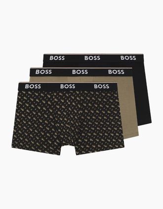 HUGO BOSS Mens BOSS Trunk 3-Pack Power Design, Open Brown - Size: 32/30/31