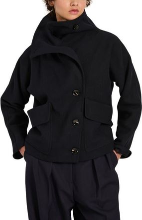Bernardo Funnel Neck Coat in Navy at Nordstrom, Size Xx-Large