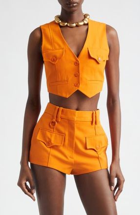 Zimmermann Kindred Spirit Alchemy Wool Blend Crop Waistcoat in Sunset Orange at Nordstrom, Size 1