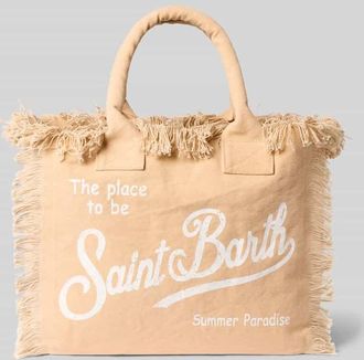 MC2 Saint Barth Shopper mit Label-Print und Fransen Modell VANITY in Offwhite, Gr&ouml;&szlig;e 1