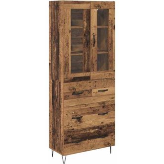 vidaXL Aparador alto con cajón Madera envejecida 69,5 x 34 x 180 cm vidaXL