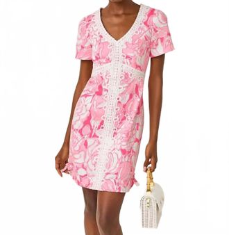 Lilly Pulitzer Evita Short Sleeve Stretch Shift Dress In Confetti Pink