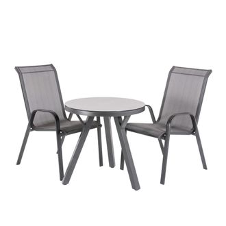 ED&Egrave;N JARD&Iacute; Conjunto de mesas y sillas de jard&iacute;n redonda antracita