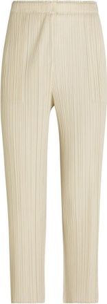 Pleats Please Issey Miyake Pleated Straight-leg Woven Cropped Trousers - Ivory - 3