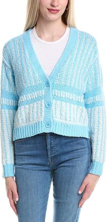 Autumn Cashmere Cotton By Autumn Cashmere 2-Tone Jacquard Cropped V-Neck Cardigan
