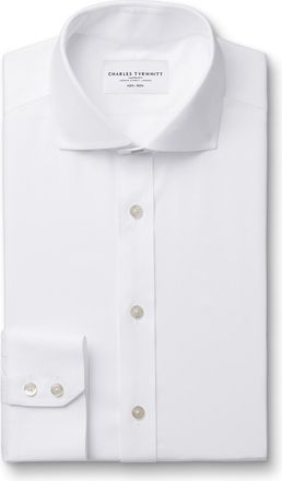 CHARLES TYRWHITT Non-Iron Twill Cotton Formal Shirt - White Single Cuff Size 15.5/33 by Charles Tyrwhitt