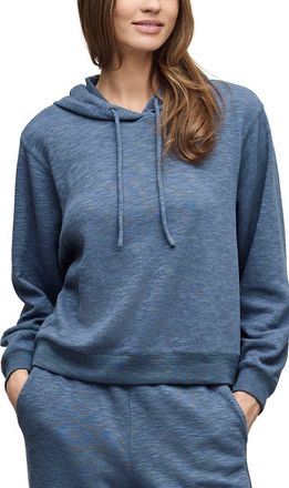 Barefoot Dreams Seamed Slub Cotton Blend Double Knit Hoodie in Indigo at Nordstrom, Size X-Large