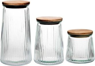 Jay Companies Jay Import Company Set Of 3 Glass Canisters With Wooden Lids