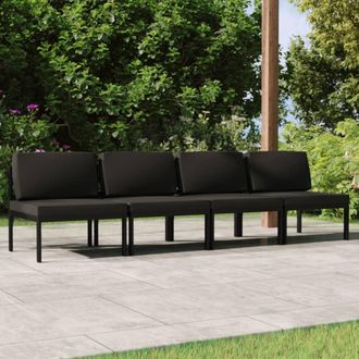 vidaXL Sof&aacute; De Jard&iacute;n De 4 Plazas Con Cojines Aluminio Gris Antracita Vidaxl
