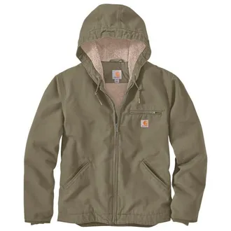 Carhartt Work in Progress Washed Duck Sherpa Lined Jacket Freizeitjacke f&uuml;r Herren | grau