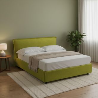 Dmora Cama Matrimonial Brolo, Desenfundable, Con Contenedor, Hecha En Italia, Tama&ntilde;o Colch&oacute;n 160x190 Cm, Verde