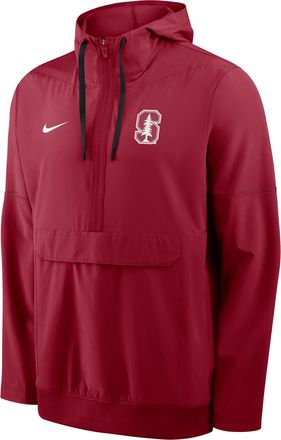 Nike Stanford Sideline Anorak Nike Mens College 1/2-Zip Hooded Jacket in Red | 03AT042NSDN-PTU