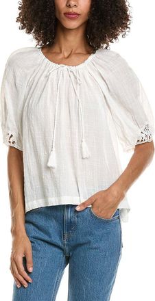 Max Studio Crochet Inset Elbow Sleeve Blouse