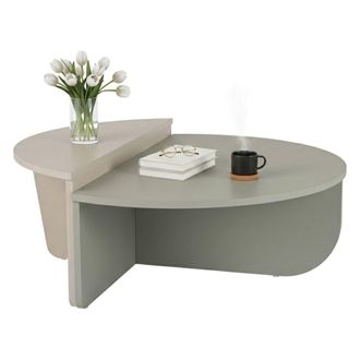 Dmora Mesa De Caf&eacute; Feglino, Mesa De Centro Baja, Revistero Para Sof&aacute;, Estante De La Sala De Estar, 90x60 H35 Cm, Verde - Dmora