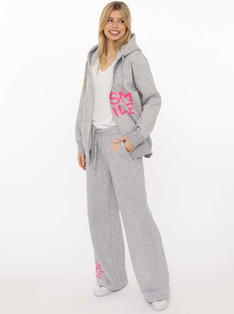 Zwillingsherz Sweathose ZWILLINGSHERZ Alissa, Damen, Gr. L/XL, N-Gr, graumeliert, Sweatware, Obermaterial: 50% Baumwolle, 50% Polyester, Hosen Sweathose, mit Print 