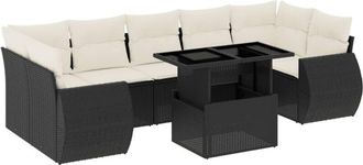 vidaXL Set De Sof&aacute;s De Jard&iacute;n 8 Piezas Y Cojines Rat&aacute;n Sint&eacute;tico Negro Vidaxl