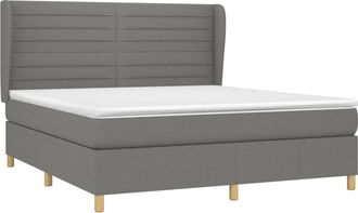 vidaXL Vidaxl - Cama Box Spring Con Colch&oacute;n Tela Gris Oscuro 160x200 Cm