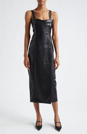 Cinq &agrave; Sept Tessa Faux Leather Midi Dress in Black at Nordstrom Rack, Size 0