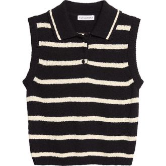 Altuzarra Elmer Stripe Polo Sweater Vest in Black at Nordstrom, Size X-Small