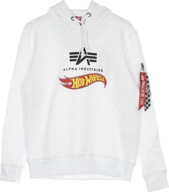 Alpha Industries Hot Wheels Flag Hoody Heren Sweatshirt - Heren - Hoodies - Wit - XL - Katoen - Hoodies & sweatvesten