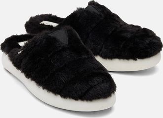 Toms Womens TOMS Alpargata Mallow Polyester Faux Fux Womens Black Faux Fur Mules - Size: 7