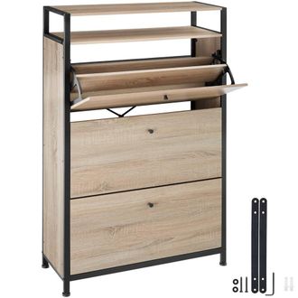 TecTake Shoe Rack Buffalo 81 Cm - Industrial Wood Light, Oak Sonoma in Light Oak
