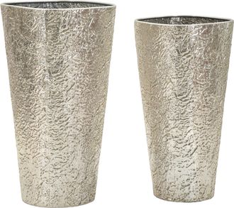 Dmora Set De 2 Vases Barale, Finition Effet Mati&egrave;re, Argent