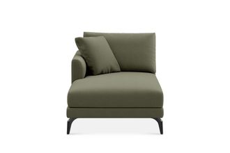 Castlery Lena Left Chaise Sofa Customized, (Performance Fleece) Moss (Matte Black Legs), Spill Resistant, Removable Covers for Sofas, Castlery
