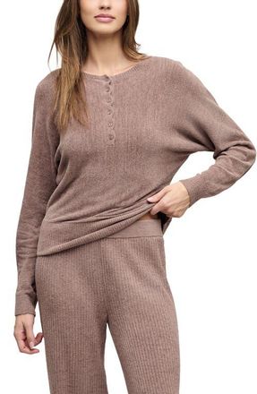 Barefoot Dreams CozyChic Ultra Lite Scallop Dolman Henley in Sable at Nordstrom, Size X-Small