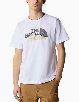 The North Face Mens The North Face Mens T Shirts SS Mountain Line Tee Cotton Summer Crew Neck Tops - White - Size: 40