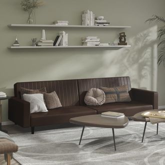 vidaXL Sof&aacute; Cama De 2 Plazas Cuero Sint&eacute;tico Marr&oacute;n Vidaxl