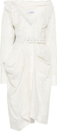 Vivienne Westwood White Ruffled Detachable Belt Shirt Dress