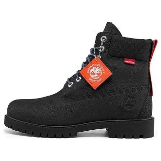 Timberland Heritage 6 Inch Waterproof Wide Fit Boots Black Helcor with Orange A44NGW