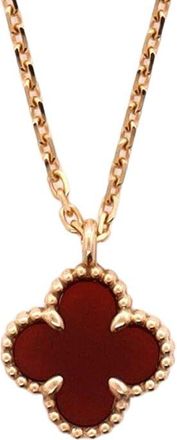 Van Cleef & Arpels 18K Rose Gold Sweet Alhambra Pendant Necklace 18K Rose Gold And Carnelian (Authentic Pre-Loved)