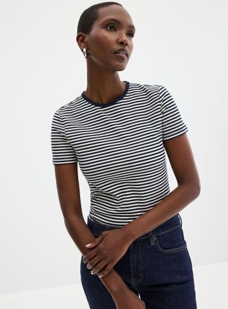 Lauren Ralph Lauren Womens Pinstriped semi-fitted T-shirt