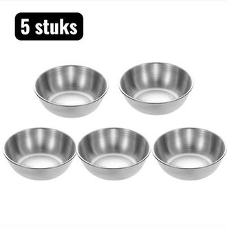 No Brand Juego De 5 Piezas De Cuencos Redondos De Acero Inoxidable Para Salsas, Mini Cuencos Peque&ntilde;os Para Salsas, Condimentos, Olla Caliente, Barbacoa, Mesa, 