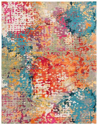 Safavieh Alfombra de polipropileno blanco/multicolor, 244 x 305 cm
