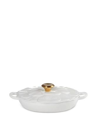 LE CREUSET Low Petal gold-knob casserole (26cm) - White