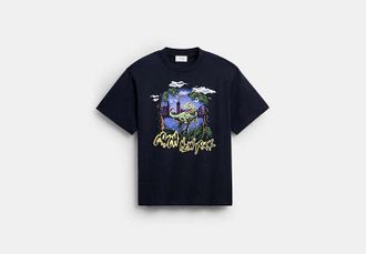 Coach Rexy 10th Birthday Jungle Relaxed T-Shirt in Blue, Size 2X-Small | Organic Cotton
